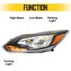 For 2012 2013 2014 Ford Focus Left Right Side Black Headlights Headlamp Assembly
