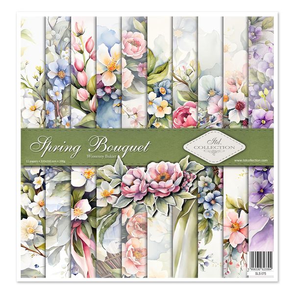 ITD Collection- Scrapbooking package 12x12 inches, scrapbooking paper, decorative paper, decoupage, card making, paper size 310x320mm (SLS-075 Spring Bouquet)