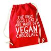 Flox Creative Red Drawstring Bag Only Eggs I Eat Vegan Chocolate