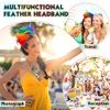 Dilunave Colorful Feather Headband Fascinator Headbands Cosplay Hair Bands Carnival Party Headdress Rainbow Headband Feather Headdress CostumeEaster Day, Wedding, Halloween Party (Bright Color), M