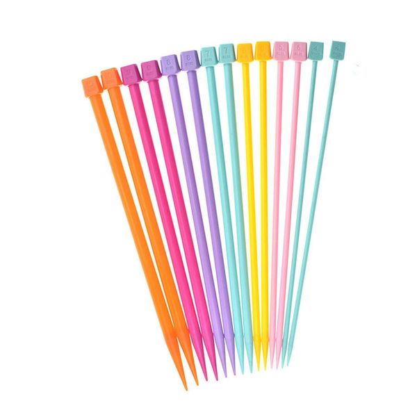 14 PCS Knitting Needles Plastic Straight Single Pointed Knitting Needles 4.0mm to 10mm Short Knitting Needles Set 25cm/9.8in Crochet Hooks Set