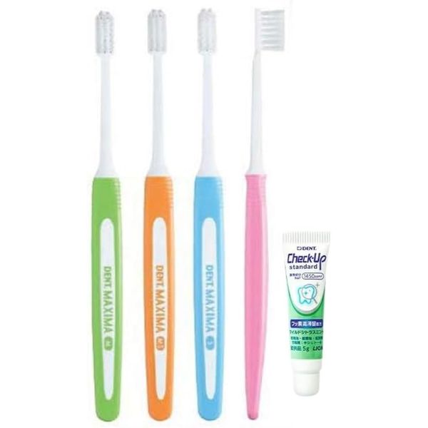 Maxima Toothbrush DENT.MAXIMA 4pcs Assorted (Soft(S)) + Check-Up Standard Trial 5g (Citrus Mint) 1 pcs