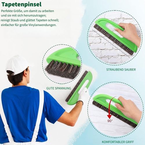 MUSLONG Wallpaper Tools, Wallpaper Smoothing Tool Set, Professional Wallpaper Hand Tools Kit with Squeegee Smoother, Seam Roller, Wallpaper Brush for Adhesive Contact, Paper, Window Film, Application