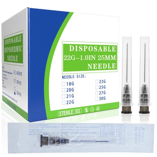 100Pack 22 Gauge 1 Inch Lab Needles, Disposable Luer Lock supplies