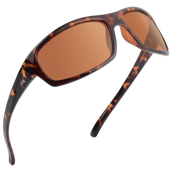 KastKing Kateel Polarized Sport Sunglasses for Men and Women, Gloss Demi Frame, Copper Lens