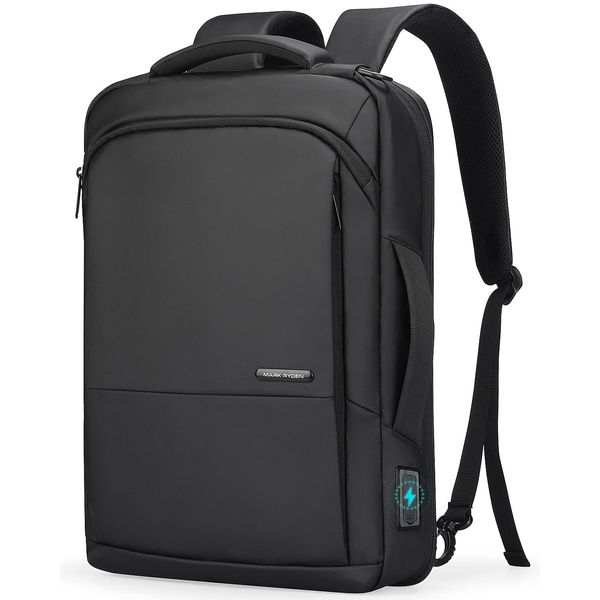 MARK RYDEN 3-Way Business Backpack, Thin, Men's Backpack, USB Port, 15.6 Inch Laptop, Water Repellent Treatment, Multi-functional, Waterproof Pocket, Storable Backpack Straps, Crossbody Luggage Strap, for Work or School Commutes, Business Trips, Travel Ba