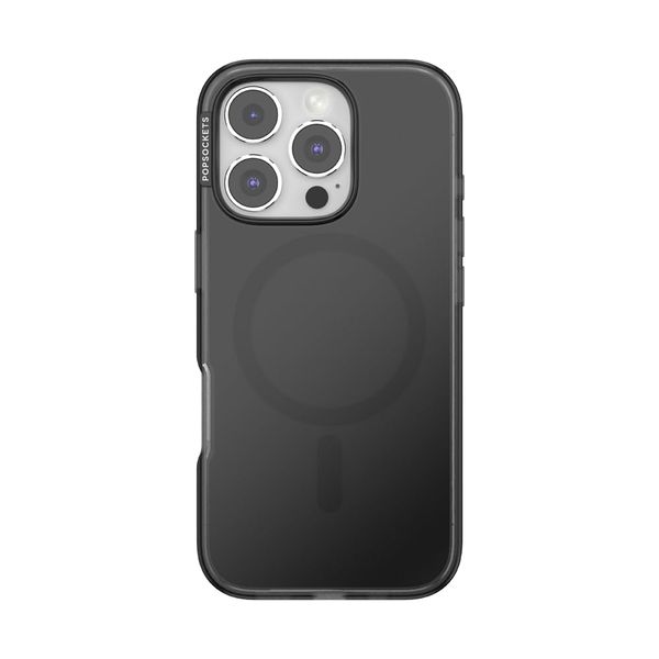 PopSockets iPhone 16 Pro Case Compatible with MagSafe, Phone Case for iPhone 16 Pro, Wireless Charging Compatible, Case Only - Black Translucent