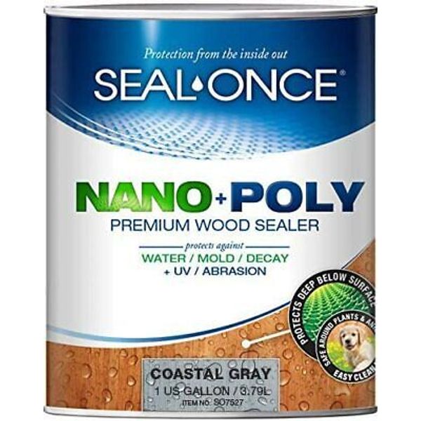 Seal Once Nano + Poly Premium Wood Sealer 7527, Coastal Gray, 1 Gallon