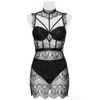 Grey Velvet Damen XL Negligé, Schwarz