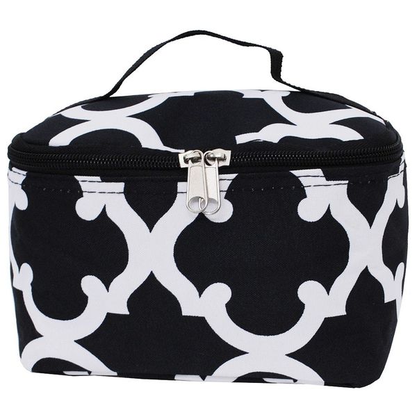 NGIL Travel Cosmetic Bag Makeup Bag Organizer for Women and Girls (Clover-Black)