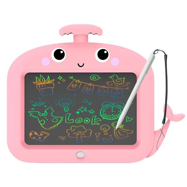 CENTOLLA Drawing Board, High Brightness, 8.5 Inch LCD Color Screen, Reusable and Erasable Board, Early Childhood Educational Toy, Children&#39;s Learning Stationery, Graffiti, Educational Toy, Boys and Girls Ages 3 and Up, Birthday Gift (Whale, Pink)