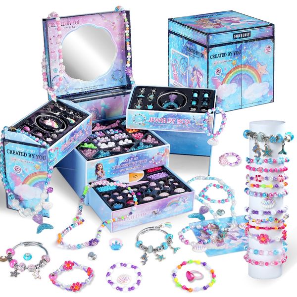 FUNSENLY 2000pcs Charm Beads Bracelet Making Kit for Girls, Jewelry Making Kit for Girls 4-6 8-12, Christmas Birthday Gifts for Girls, Arts and Crafts Girls Toys for Kids Age 4-8 8-12