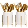 SIEBOLD Silverware Holder for Wedding Reception,White Utensil Holder for Buffet Table,With Metal Bracket Robust Silverware Caddy