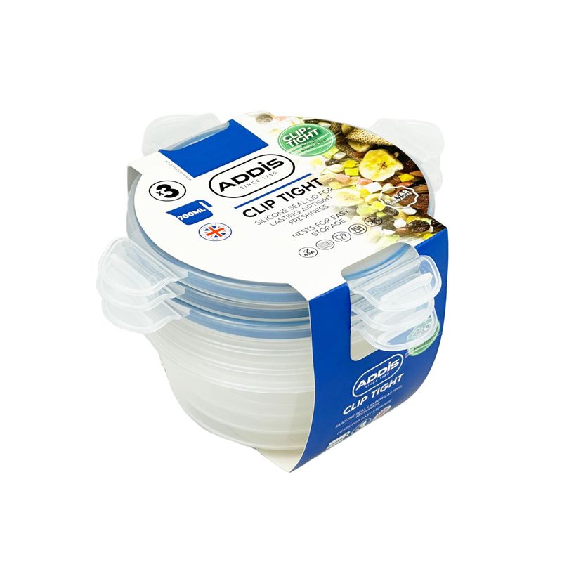 Addis Clip Tight Food Storage Containers 700 ml Round Pack Of 3 ...