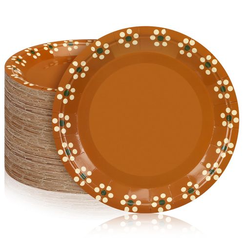 Yungyan Platos De Barro Mexicanos Mexican Paper Plates Mexican Dinnerware Terracotta Flower Clay Pottery Plates Party Supplies Birthday Wedding Party Decorations(7 Inch,100 Pcs)