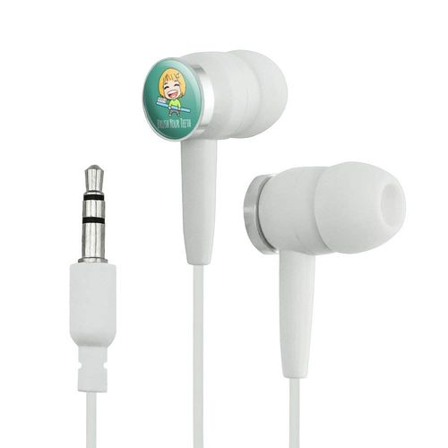 GRAPHICS & MORE Brush Your Teeth Toothbrush Kawaii Chibi Novelty in-Ear Earbud Headphones