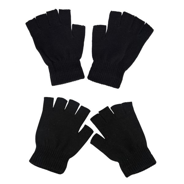 2 Paar Halbfinger Handschuhe für Herren, handschuhe herren fingerlos, Halbfinger Handschuhe Unisex Fingerlose Handschuhe für Männer Frauen,Schwarz