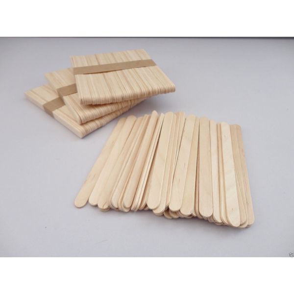 50/100/200/500 Natural Wooden Lollipop Ice Lolly Sticks Kids Arts Craft Models - Pack Size: 100