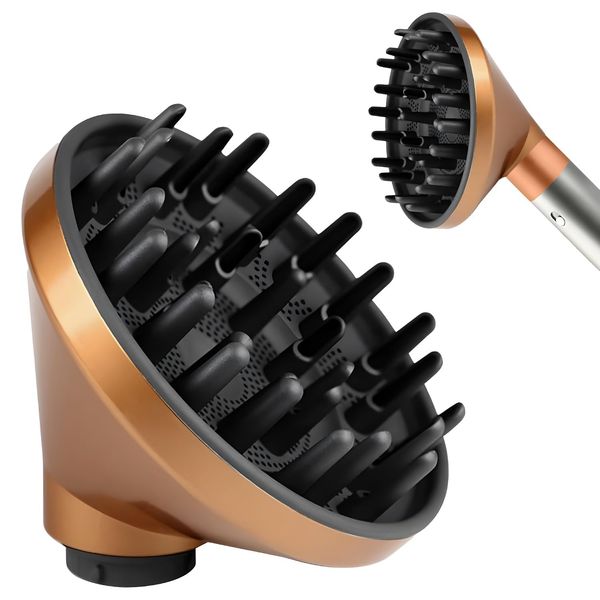 Curl Defining Diffuser Attachment for Hair Stylers, Quick Drying Styling Tool (Gold)