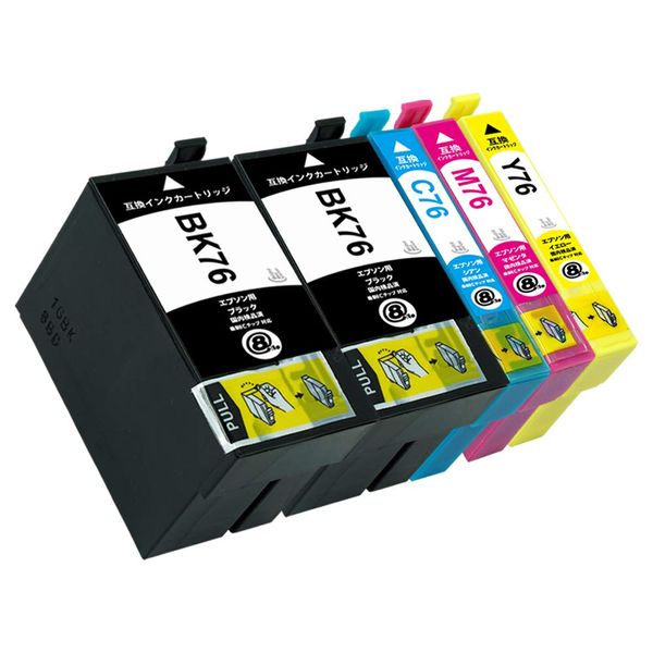 IC4CL76 (IC76) BK x 2/C/M/Y [High Capacity in All Colors] Set of 5 [For Epson Use] New Compatible Ink Cartridge with Remaining Level Indicator (With Latest IC Chip) [A.IS Product]