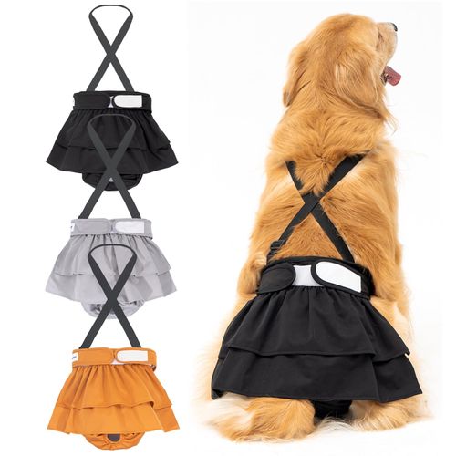 3 Pack Avont Washable Female Dog Diaper with Suspender, Reusable Girl Doggie Diapers for Small Medium Large Doggy in Heat Cycle Period Incontinence -L
