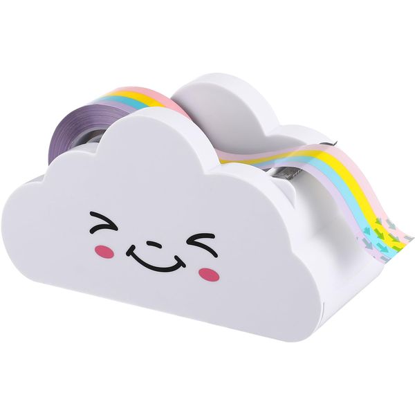 Choisyin Tape Dispenser Cute, Kids Tape Dispenser Desk Clear Tape Dispenser with Rainbow Tape Funny Cloud Packaging Wrapping Tape Dispenser Holder for School Office Stationery Supply Crafts Arts