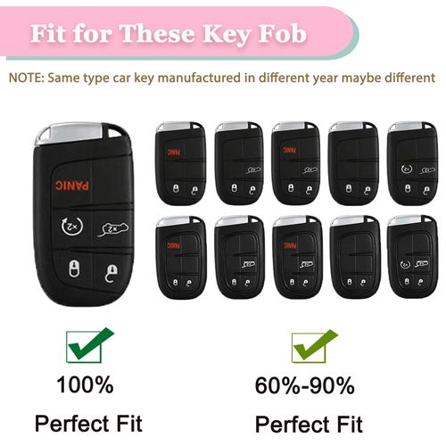 for Dodge Challenger Key Fob Cover - 3 4 5 Buttons Soft TPU Key Fob Protector for Durango Charger Jeep Grand Cherokee Renegade Compass Comander Smart Key Case with Bling Keychain, (Blue)