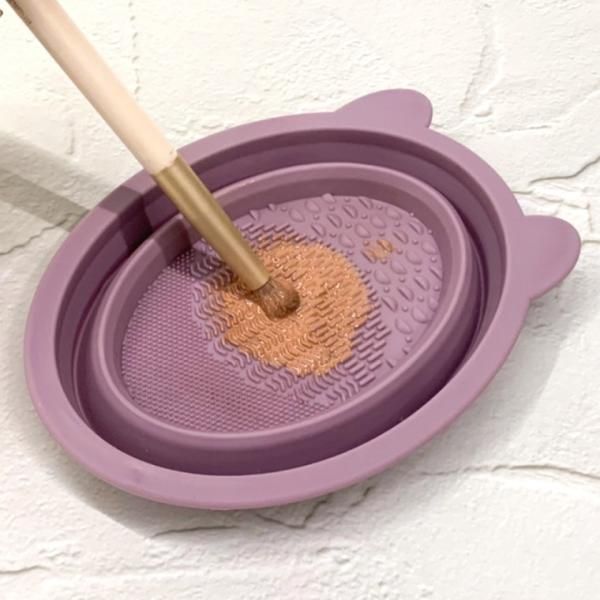 Makeup puff brush cleaning pad purple makeup brush cleaning puff cleaning brush cleaning cushion puff cleaning