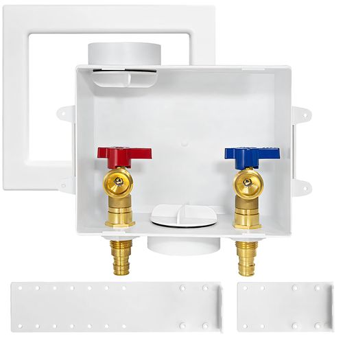 1-Pack HeSun Washing Machine Outlet Box,Pex A Expansion Washer Box with Drain, 1/2 Inch PEX-A Inlet x 3/4 Inch MHT Outlet Connection,ASTM F1960(WM003)