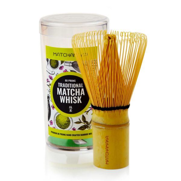 Premium Matcha Green Tea Whisk - Natural Bamboo - MATCHAMAKA 80 Prong Chasen - Traditional Japanese Bamboo Matcha Whisk - Matcha Ceremonial Powder Whisk- The Perfect Matcha Green Tea Ceremony Whisk