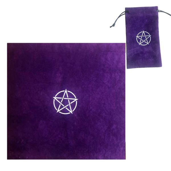 Copeflap Tarot Cloth Velvet Tarot Cloth Pouch Tarot Card Cloth Divination Cross, Purple (pentagram), Traditional