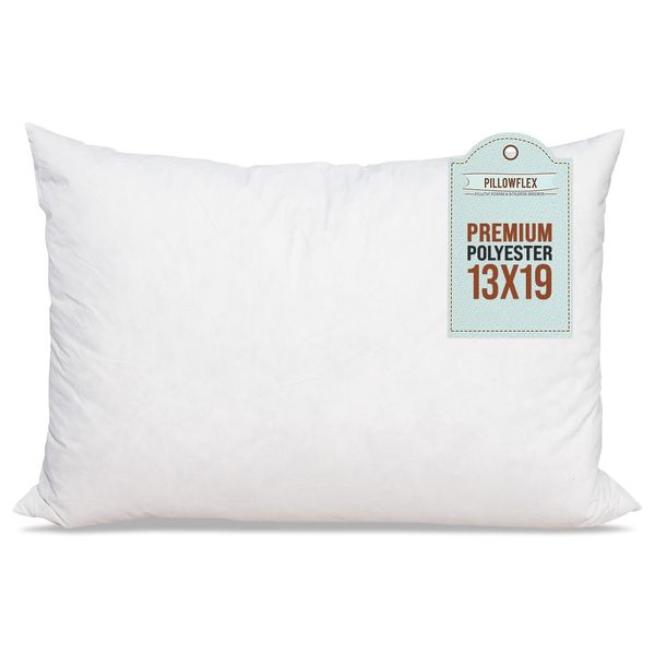 Pillowflex Premium Polyester Pillow Insert - 13x19 Pillow Form - Machine Washable, Accent Throw Insert, Lumbar Pillow Insert for Sham - Back, Travel Pillow, Neck Pillow - 1 Decorative Pillow