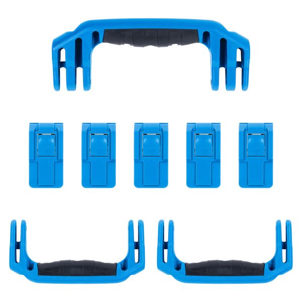 Pelican 1615 Replacement Handle & Latch Set by ColorCase - Blue Handles & Push Button Latches