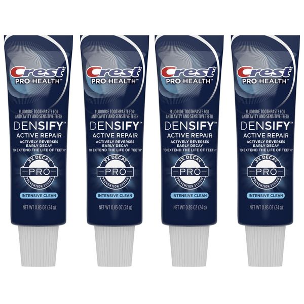 Crest Densify PRO-Health Intensive Clean Toothpaste, Travel Size 0.85 oz (24g) - Pack of 4