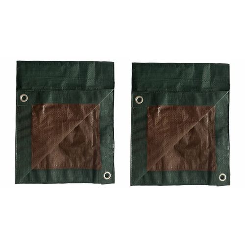 4' x 18' Green / Brown Reversible Wood Pile Tarp - 2 Pack
