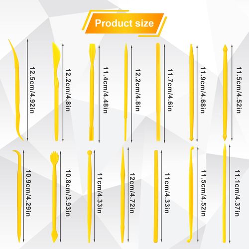 AIEX 14pcs Plastic Clay Tools for Kids, Double-Ended Polymer Clay Tool Set Modeling Clay Sculpting Tools for Pottery Sculpture Ceramics Artwork Crafts