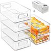 Stackable Refrigerator Organizer Bins, 6 Pack Clear Kitchen Organizer Contain...