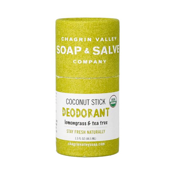 Organic Natural Deodorant Stick, Chagrin Valley Soap & Salve (Lemongrass & Tea Tree)