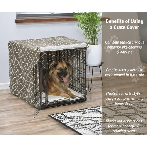 MidWest Homes for Pets Dog Crate Cover with Teflon Fabric Protector, Privacy Dog Crate Cover Fits MidWest and New World 91.44 cm Long (36-Inch) Dog Crates, Machine Wash & Dry, CVR36T-BR; Brown