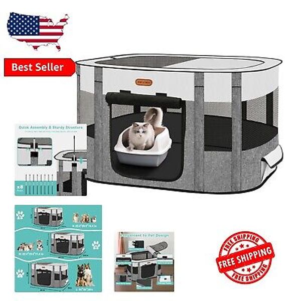 Spacious Foldable Pet Playpen - Portable Cat and Dog Tent for Indoor/Outdoor Use