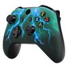 eXtremeRate Green Storm Thunder Patterned Front Housing Shell Case, Soft Touch Faceplate Cover Replacement Kit for Xbox One S & One X Controller (Model 1708)