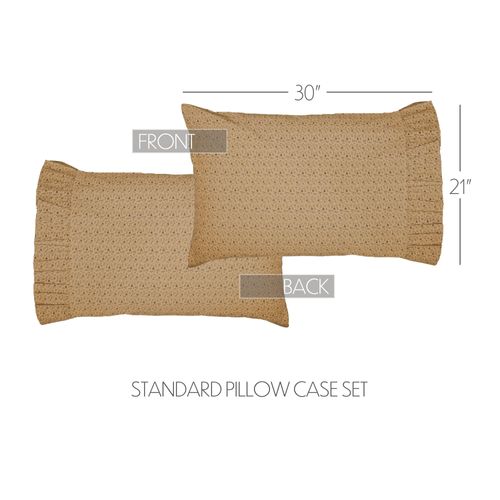 VHC Brands Maisie Standard Pillow Case Set of 2 21x30 Country Bedding Accessory, Tan