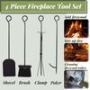 Firewood Rack with Fireplace Tools Set H-Shaped 2 Layer Storage Indoor Outdoor