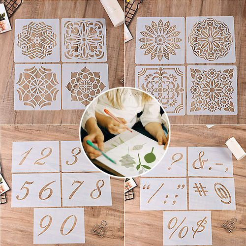 Aulufft 15 Pcs 7.5 mil Blank Stencil,12" x 12" Milky Translucent PET Stencils Sheets,Square Stencil Template Reusable Template Material for Making Your Own Stencils