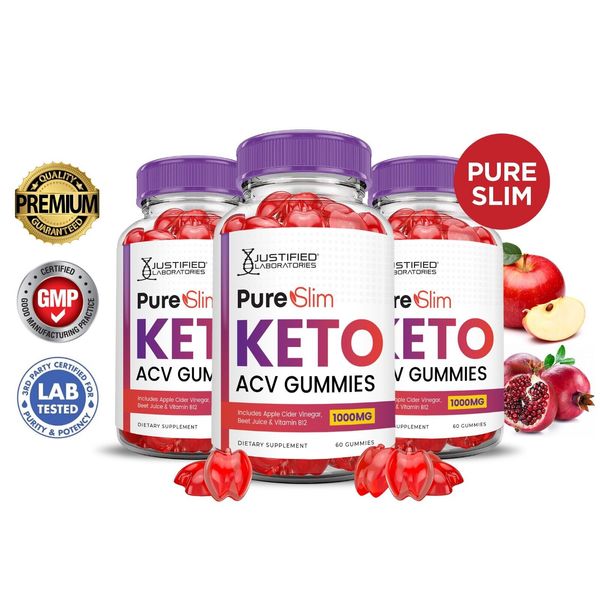 Pure Slim Keto ACV Gummies 1000MG Apple Cider Vinegar 180 Gummys