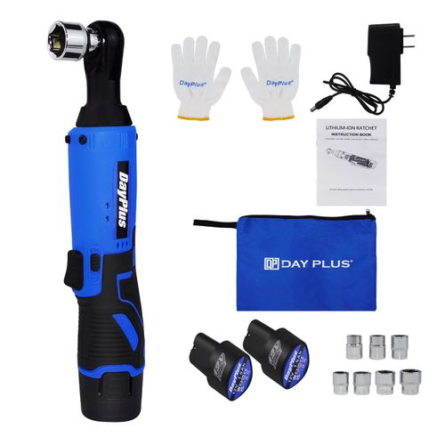 3/8" Handheld Electric Ratchet Wrench Set Cordless Ratchet Wrench, 40 N.M, 2300RPM, 12V Max Power Ratchet Kit High Torque Ratchet Driver with 2x1.5Ah Lithium-Ion Batteries