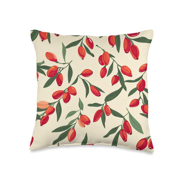Goji Berry Fruit Pattern Throw Pillow
