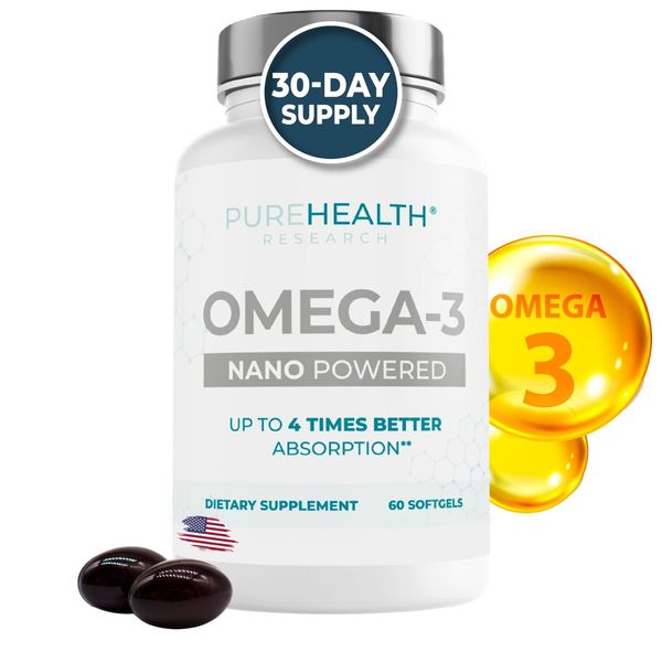 Nano Omega 3 Wild Fish Oil Supplements with EPA & DHA by PureHealth Research