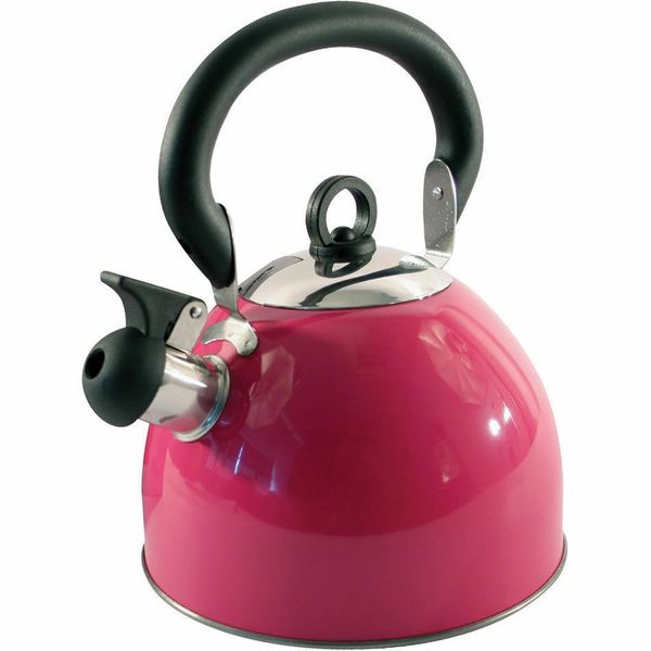 Whistling Kettle 2.5 Litre Stainless Steel Stovetop Kettle Camping Kettle Travel Kettle HTUK® (Pink)