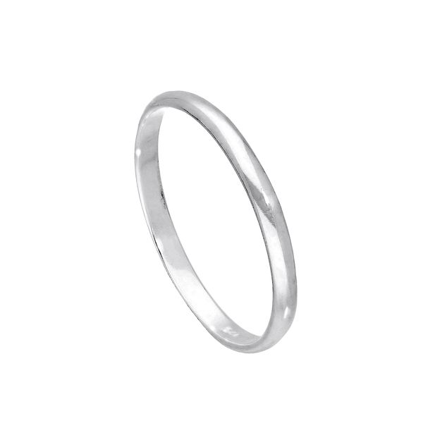 Sterling Silver 2mm D Shaped Wedding Band Ring Size N (Available E - W)